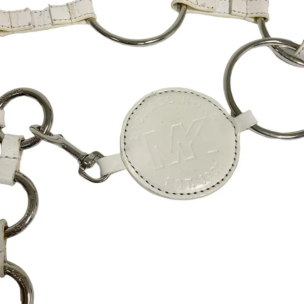 Vintage Michael Kors Womens White Leather O Ring Waist Y2K Belt